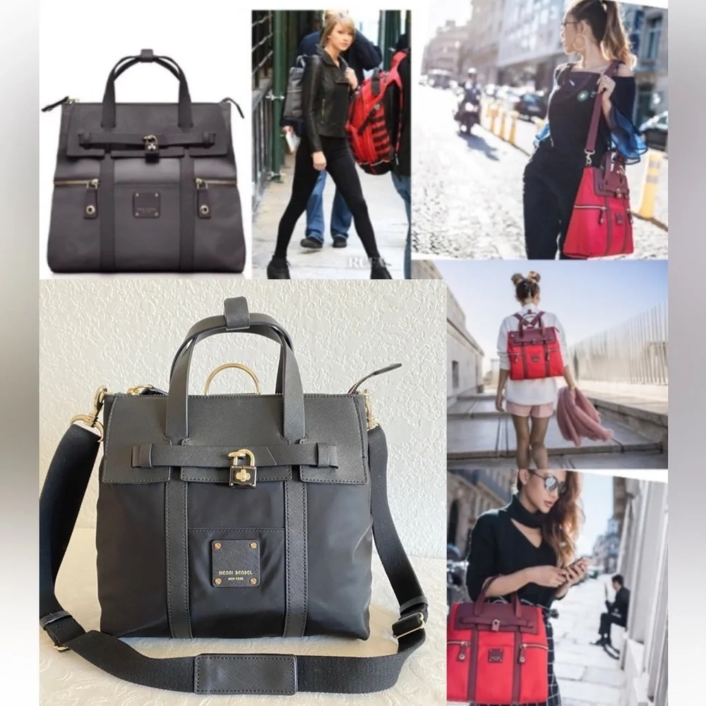 henri bendel black 3 way convertible backpack